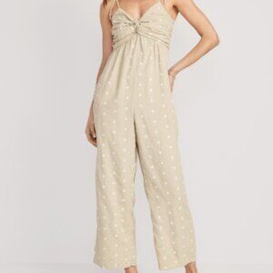Old Navy Jumpsuit Womens M Linen Blend Preppy Festival Beach Vacation Summer